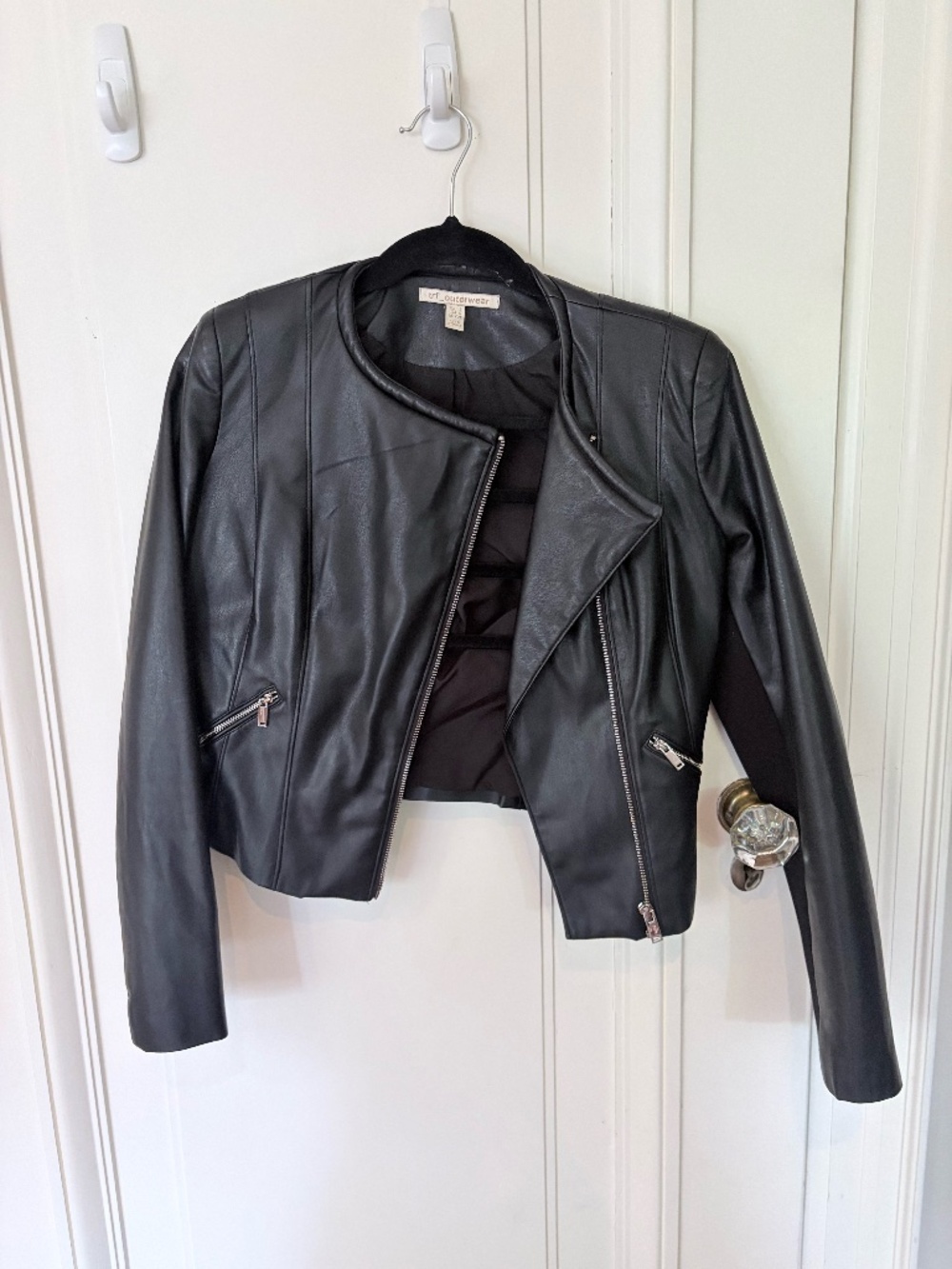 TRF Outerwear Black Faux Leather Moto Jacket – Size Small
